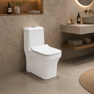 WC monobloc blanc allongé moderne à double chasse siphonique, à poser au sol, en céramique, avec siphon en S ou en P, pour hôtels, maisons, hôpitaux et salles de bain - Product Image 5