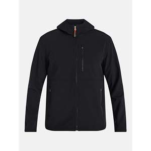 Veste polaire à capuche noire pour homme, fermeture éclair, coupe-vent, vêtement d'extérieur décontracté, coupe régulière, matière polyester légère et collée - Product Image 1
