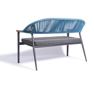 Sofá Inflable Moderno de Dos Plazas con Respaldo Acolchado, Patas Metálicas, Tapicería de Tela Gris, Forma Cuadrada - Muebles para Sala de Estar - Product Image 2