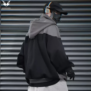 Buen Proveedor, Sudadera con Capucha de Último Diseño para Hombre, Estilo Hip Hop, Holgada, Cuello Alto, Bicolor, Estilo Urbano, Techwear - Product Image 4