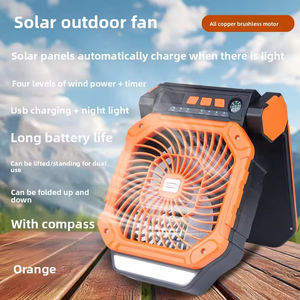 Ventilador de Camping para Exteriores con Energía Solar, Carga USB, Brújula, Luz LED, Viento Potente, Temporizador, Pesca, Senderismo, Batería de 7800mAh, 10W - Product Image 1