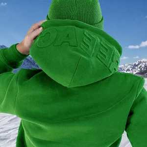 Sudadera con Capucha de Felpa de Algodón Extra Grande, Ecológica, con Logotipo Personalizado en Relieve 3D y Bordado, para Hombre, Estilo Urbano, Otoño - Product Image 3