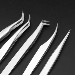 Pince à épiler pour extensions de cils en acier inoxydable fabriquée au Pakistan, logo personnalisé imprimé, pour cils à pointe incurvée, anti-acide - Product Image 4