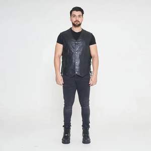 Gilet de moto pour homme en cuir véritable et toile, imperméable, respirant, coupe-vent, grande taille, haute qualité - Product Image 2