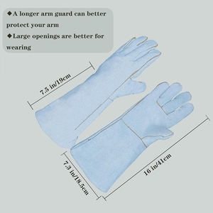 Gants de soudure en cuir de vachette de qualité supérieure, doublure en tissu aramide, ignifuges, pour la lutte contre les incendies, la construction, les barbecues - Product Image 6