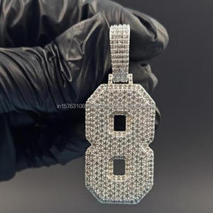 Moissanite Diamond <b>Iced</b> <b>Out</b> 8 Pendant Hip Hop Necklace Luxury Bling <b>Chain</b> Custom Number Jewelry Gift For Men - Product Image 1