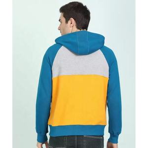 Venta al por mayor de algodón con cremallera sudaderas con capucha para los hombres de manga completa de color bloque hombres sudadera Unisex de gran tamaño pulóver con cremallera sudaderas con capucha hombres - Product Image 3
