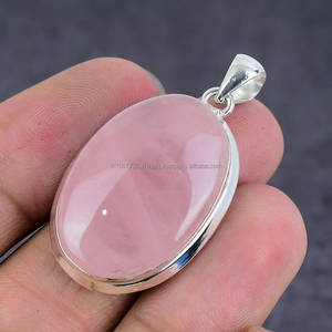 Solid 925 Sterling Silver Pendant Handmade Silver <b>Rose</b> <b>Quartz</b> Gemstone Jewelry <b>Necklace</b> for Women Gift for Her Pink Pendant - Product Image 6