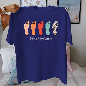Podiatry Medical Assistant huellas Camiseta de algodón puro Mujer ajuste cómodo - Product Image 4