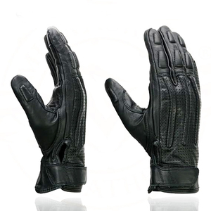 Samroz Sports Men's Perforated Leather Full Finger Motorcycle Hand <b>Gloves</b> W/Breathable ‘Open Knuckle - Product Image 2