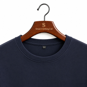 Sudadera de Cuello Redondo Azul Marino para Hombre, Corte Regular, 100% Algodón, Tejido de Punto, Informal, Otoño, Color Sólido, Manga Larga - Product Image 3