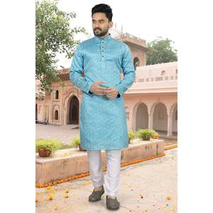 Conjunto de Kurta y Pijama de Seda Jacquard para Hombre, Ropa de Fiesta - Product Image 1