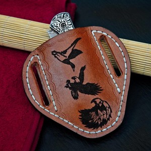 Couteau pliant Mortal Saga en acier Damas de qualité industrielle, manche gravé à la main, étui en cuir, couteau de poche EDC pour la chasse - Product Image 6