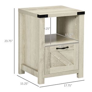 Industrial 1 <b>Drawer</b> 1 Shelf <b>Side</b> <b>Table</b> with Storage Natural for Living Room Bedroom - Product Image 3