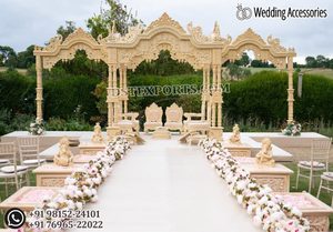 Mandap clásico Aarya para ceremonias de boda hindúes, Mandap Royal Gujarati Vivah Mayur para bodas al aire libre - Product Image 3