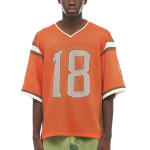 Vente en gros de vêtements en tricot personnalisés avec logo, pull en tricot à col en V, t-shirt à manches courtes en crochet, maillots de football et de basketball en tricot - Product Image 3