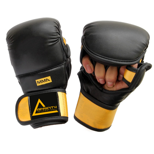 Gants de boxe MMA de qualité supérieure, couleur noire, cuir véritable, fermeture à boucle réglable, légers, unisexes, gants d'arts martiaux - Product Image 1