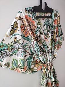 Vestido Kaftán de Algodón Rosa con Estampado Floral, Estilo Boho Vintage, Ligero, para Playa o Dormir, 100% Algodón, Largo hasta la Rodilla, Estilo Indio - Product Image 4