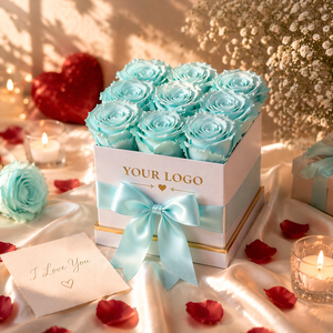 <b>Large</b> Eternal Rose Gift <b>Box</b> Square Natural Material Preserved Romantic Style for Mother's Day and Valentine's Day Gifts - Product Image 3