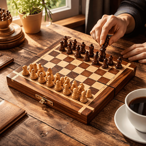 Jeu d'échecs en bois pour toute la famille, pour enfants et adultes |   Jeu d'échecs éducatif pour la réflexion stratégique |   Jeu de société classique - Product Image 4