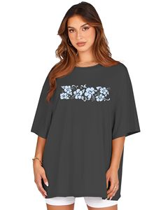 Camisetas de moda para mujer, 100% algodón, estampadas con gráficos DTF, cuello redondo, camisetas de verano, holgadas, de manga corta. - Product Image 1