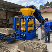 Équipement de production de blocs creux en béton semi-automatique QT4-24, machine à fabriquer des blocs, machine à fabriquer des briques