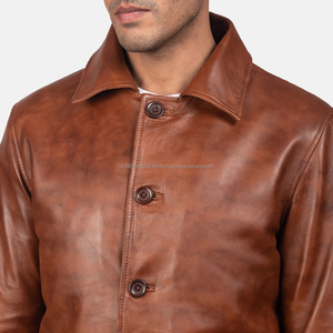 Chaqueta de cuero 2025 marrón acolchada para hombre chaqueta de cuero de oveja personalizada para hombre chaqueta de cuero acolchada - Product Image 3