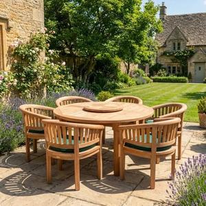 Elegante Juego de Comedor de Madera de Teca para Jardín o Patio, Muebles de Madera Sólida para Villa, Resort, Patio Trasero y Espacios de Hostelería al Aire Libre - Product Image 1