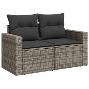 Conjunto de Sofás de Jardín de Mimbre Sintético Gris Resistente a los Rayos UV, Muebles de Exterior con Materiales Duraderos - Product Image 3