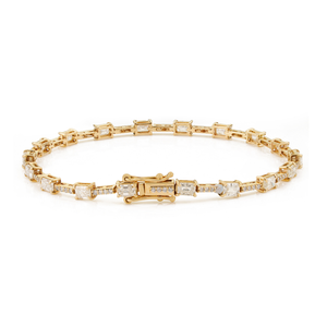 Exclusive Design Luxurious Pure 14K Yellow <b>Gold</b> Real Diamond Stacking Tennis Bracelet Latest Classic Gift For Wedding Jewelry - Product Image 5