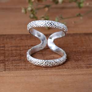 SHYAM JEWELRS Luxury 925 Sterling Silver Ribbed Splint <b>Ring</b> <b>Adjustable</b> Arthritis Joint Support Band - Product Image 1