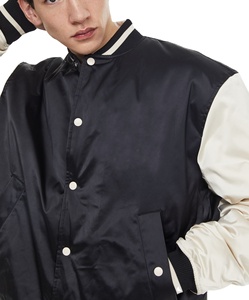 OEM Custom Satin Varsity Jacket Plain Breathable Plus Size Satin Shiny Plain Varsity Jacket for <b>Men</b> Baseball - Product Image 4