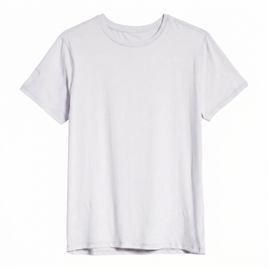 เสื้อยืดคอกลมแขนสั้นสีขาวล้วนทรงปกติสำหรับผู้ชาย ผ้าฝ้าย ระบายอากาศได้ดี สไตล์ลำลองแบบเจอร์ซีย์ถัก - Product Image 5
