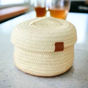 Cesta de Almacenamiento Tejida a Mano con Cuerda de Algodón, Ecológica, Moderna y Elegante, para Ropa, Mantas, Juguetes y Uso Decorativo - Product Image 3