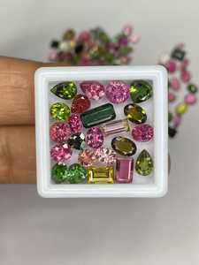 Lot de tourmalines naturelles à facettes de formes variées en gros |   Pierres précieuses multicolores en vrac |   Tourmaline ovale, poire, coussin, ronde, marquise - Product Image 3