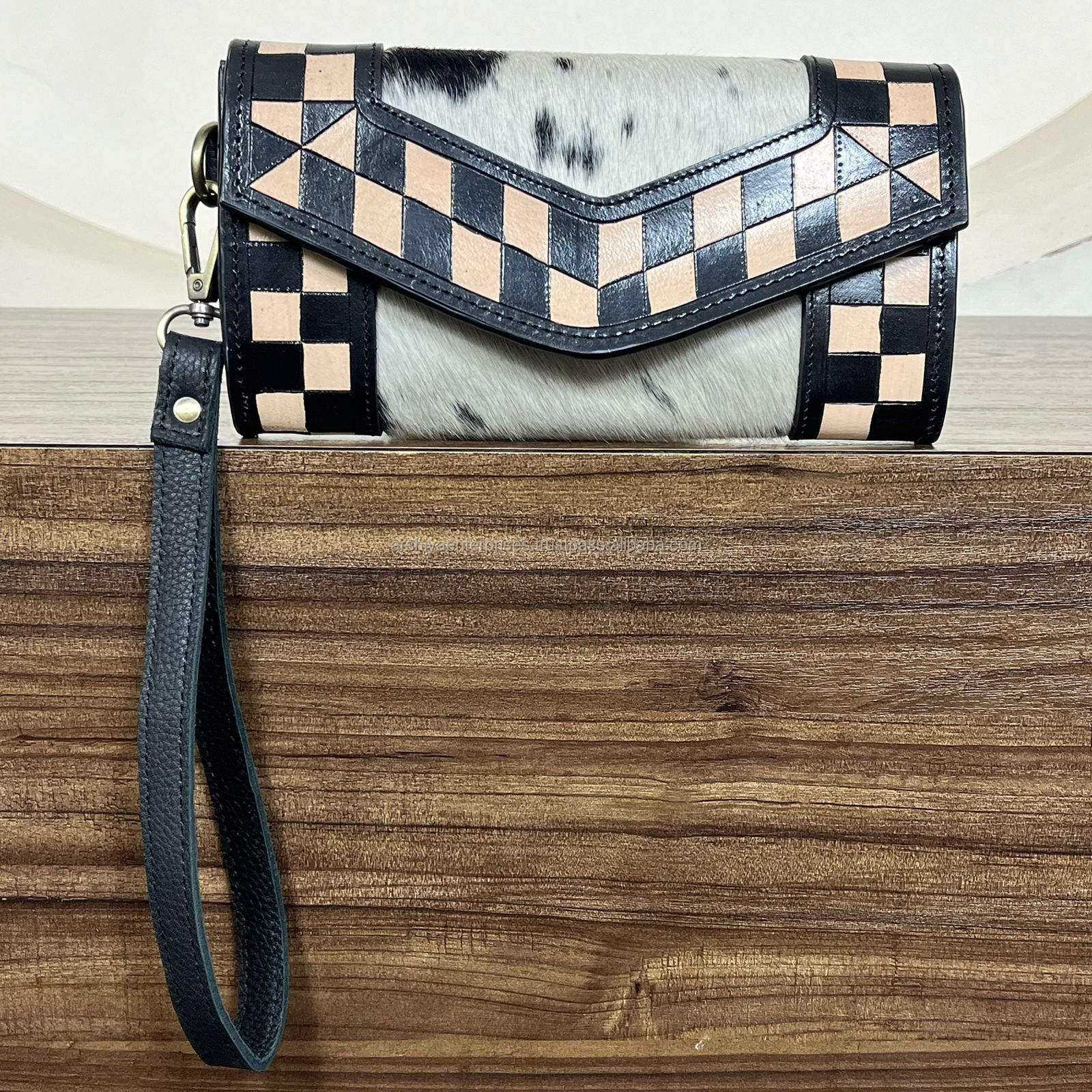 Damier beige et noir