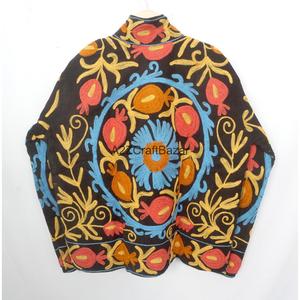 Handmade Women's Embroidered Cotrise Nonwoven Jacket Regular Length Winter <b>Coat</b> with Eco-Friendly Features and Cotton Lining - Product Image 6