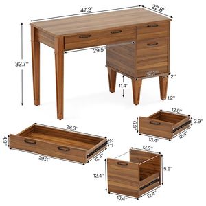 Scrivania per Computer con Spazio di Archiviazione, Tavolo da Ufficio e Studio - Product Image 5