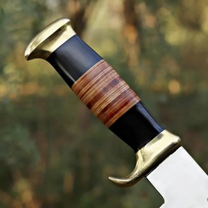 Couteau de chasse et de camping DIY à lame fixe droite en acier au carbone, pointe tombante, avec étui en cuir, fait main, pour activités de plein air - Product Image 3
