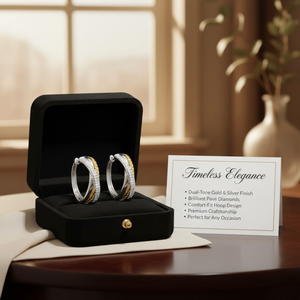 ต่างหูห่วงเพชรทรงกลมธรรมชาติ 0.60 กะรัต ทอง 14K หลายสี | ต่างหูแบบห่วงดีไซน์เนอร์สองสีประดับเพชรสำหรับผู้หญิง - Product Image 4