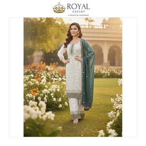 Última Moda en Trajes Sharara de Georgette Sintético con Bordado, Estilo Moderno y Elegante para Bodas, en Venta - Product Image 3
