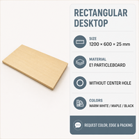 Plateau de bureau moderne en panneau de particules E1 de 1200 x 600 mm sans trou pour câbles, idéal pour les projets de bureaux assis-debout personnalisés