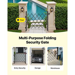 ประตูเหล็กพับได้แบบเดี่ยว พร้อมล็อค ประตูแบบกรรไกร หมุนได้ 360 องศา พร้อมล้อเลื่อนสำหรับใช้งานกลางแจ้ง - Product Image 6