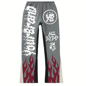 High Quality Winter Hip Hop Thermal Casual Printed Rhinestones Zip Hoodie Distress <b>Pants</b> Tracksuit Custom Two Piece Streetwear - Product Image 4