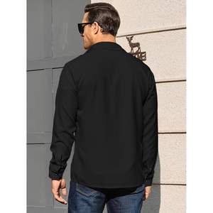 2025 <b>Men's</b> Casual <b>Striped</b> <b>Long</b> <b>Sleeve</b> <b>Shirts</b> Button Down Wrinkle-Free Lightweight Flap Pockets ODM Design - Product Image 3