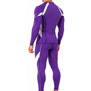 Ensemble de vêtements de compression pour hommes, t-shirt à manches longues et leggings extensibles à séchage rapide pour la salle de sport, la course à pied et l'entraînement - Product Image 2