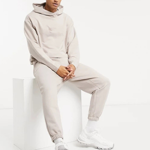 Chándal con Capucha para Hombre, Color Beige, Largo, Estilo Casual, con Bolsillos Laterales, Cintura Elástica, 100% Algodón, Estilo Otoñal - Product Image 1