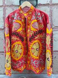 Chaqueta de terciopelo estilo sarong, chaqueta floral, chaqueta elegante de invierno para mujer, tela de terciopelo y algodón hecha a mano, estilo bohemio para mujer - Product Image 4