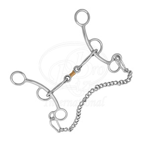Bocado de Brida Tipo Gag de Hierro Dulce Resistente de 3 Piezas con Vástago Corto, Envuelto en Cobre y Acero Inoxidable, Cadena Desmontable, 5 Pulgadas - Product Image 2