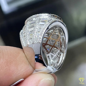 Iced Out Moissanite Diamond Oval Ring For Men Luxury Statement Jewelry - Product Image 2